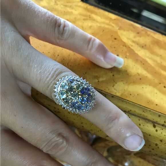 Natural Tanzanite Rare Green Tanzanite Sterling Silver Cocktail Ring Size 5 - Picture 10 of 10